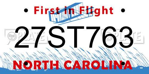 27ST763 North Carolina License Plate