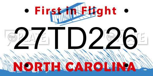 27TD226 North Carolina License Plate