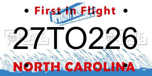 27TO226 North Carolina License Plate