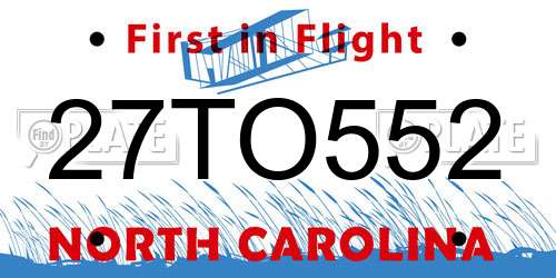 27TO552 North Carolina License Plate
