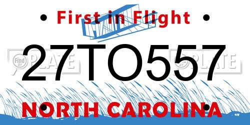 27TO557 North Carolina License Plate