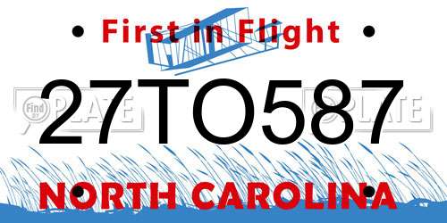 27TO587 North Carolina License Plate