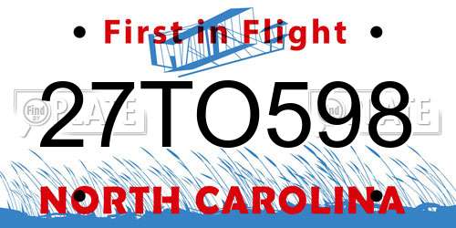 27TO598 North Carolina License Plate