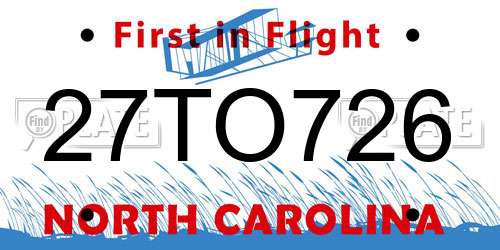27TO726 North Carolina License Plate