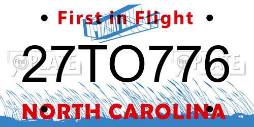 27TO776 North Carolina License Plate
