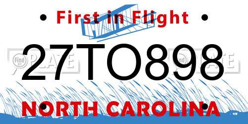 27TO898 North Carolina License Plate