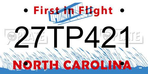 27TP421 North Carolina License Plate