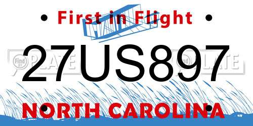 27US897 North Carolina License Plate
