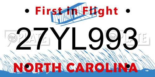 27YL993 North Carolina License Plate