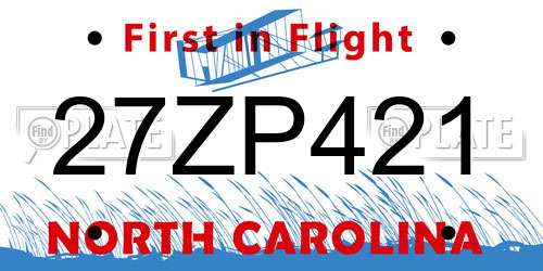 27ZP421 North Carolina License Plate