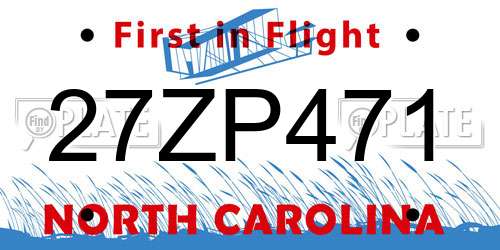 27ZP471 North Carolina License Plate