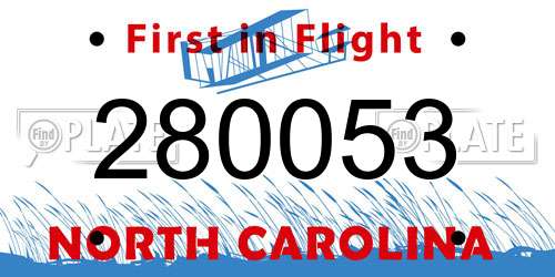 280053 North Carolina License Plate