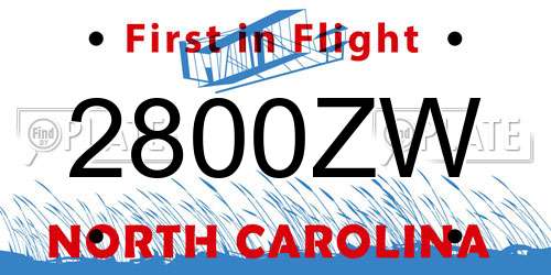 2800ZW North Carolina License Plate