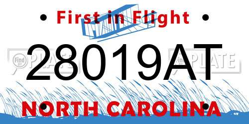 28019AT North Carolina License Plate