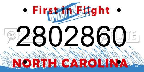 2802860 North Carolina License Plate