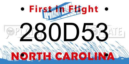 280D53 North Carolina License Plate