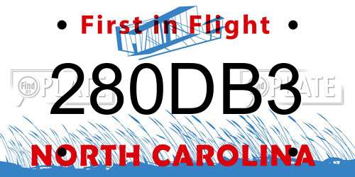 280DB3 North Carolina License Plate