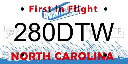 280DTW North Carolina License Plate