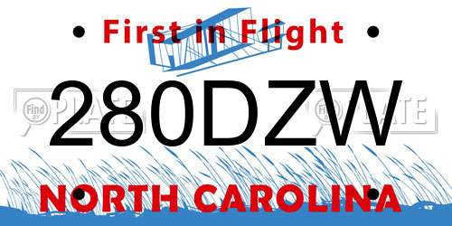 280DZW North Carolina License Plate