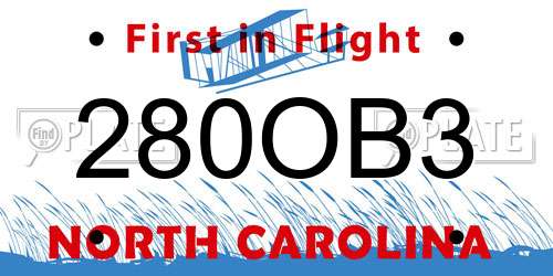 280OB3 North Carolina License Plate
