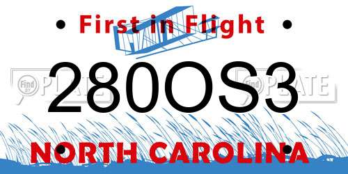 280OS3 North Carolina License Plate