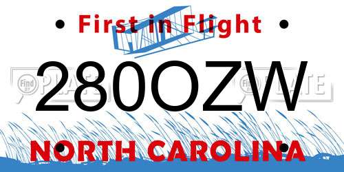 280OZW North Carolina License Plate