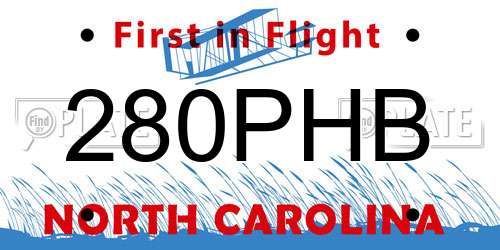 280PHB North Carolina License Plate
