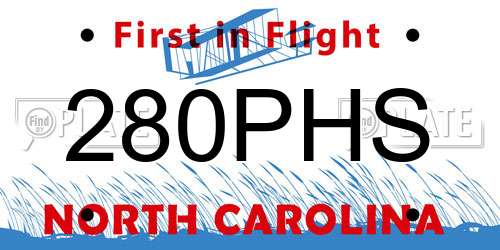 280PHS North Carolina License Plate