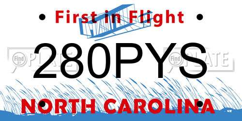 280PYS North Carolina License Plate