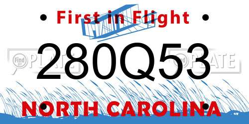 280Q53 North Carolina License Plate