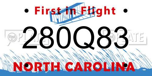 280Q83 North Carolina License Plate