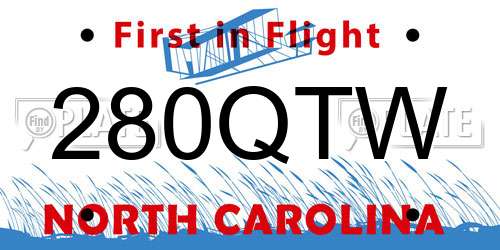 280QTW North Carolina License Plate