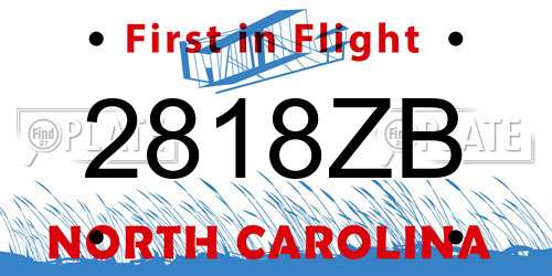 2818ZB North Carolina License Plate