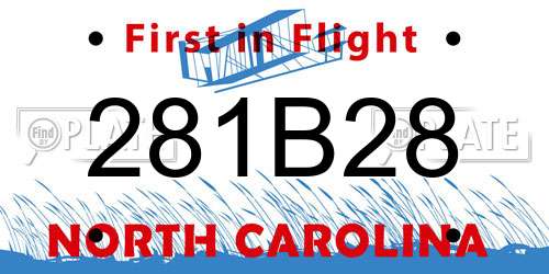 281B28 North Carolina License Plate