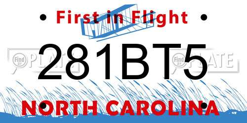 281BT5 North Carolina License Plate