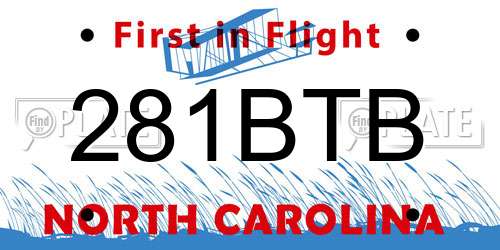 281BTB North Carolina License Plate