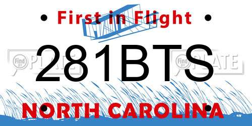 281BTS North Carolina License Plate