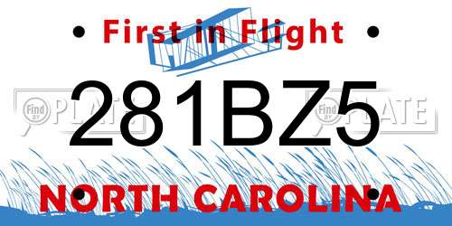 281BZ5 North Carolina License Plate