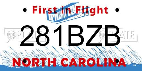 281BZB North Carolina License Plate