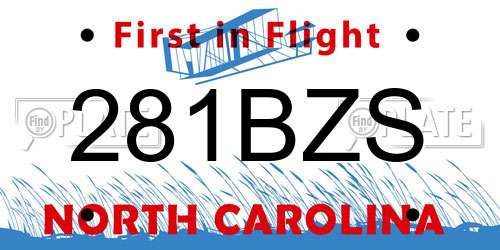 281BZS North Carolina License Plate