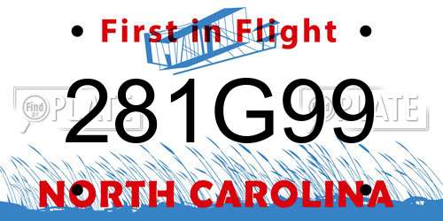 281G99 North Carolina License Plate