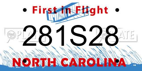 281S28 North Carolina License Plate