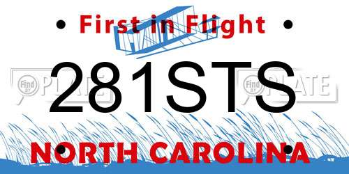 281STS North Carolina License Plate