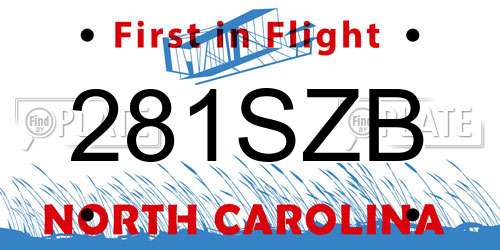 281SZB North Carolina License Plate