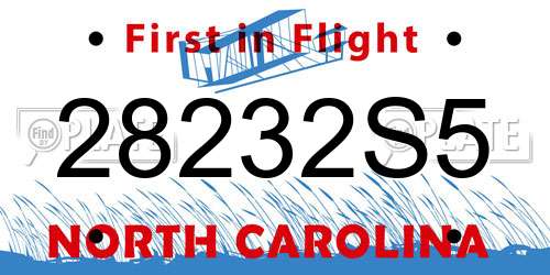 28232S5 North Carolina License Plate