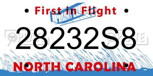 28232S8 North Carolina License Plate