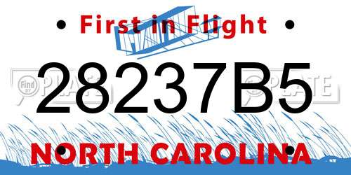 28237B5 North Carolina License Plate