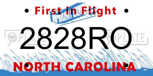 2828RO North Carolina License Plate