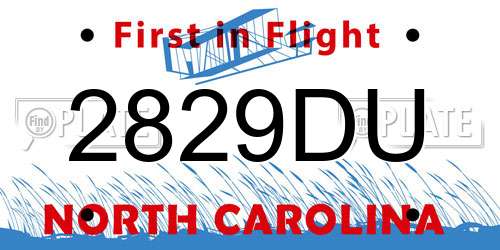 2829DU North Carolina License Plate