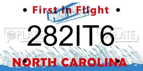 282IT6 North Carolina License Plate